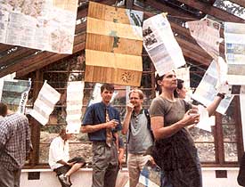 
Heeley City Farm in Sheffield, England, hosted a community gathering to begin the process of creating their map. Green maps from many locations were displayed for inspiration.

